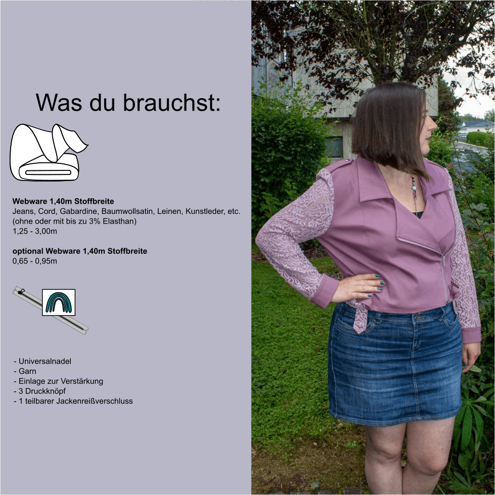 Schnittmuster Bikerjacke „Eine Brise Leichtigkeit“ Damen Gr. 32 - 62 - Sewando