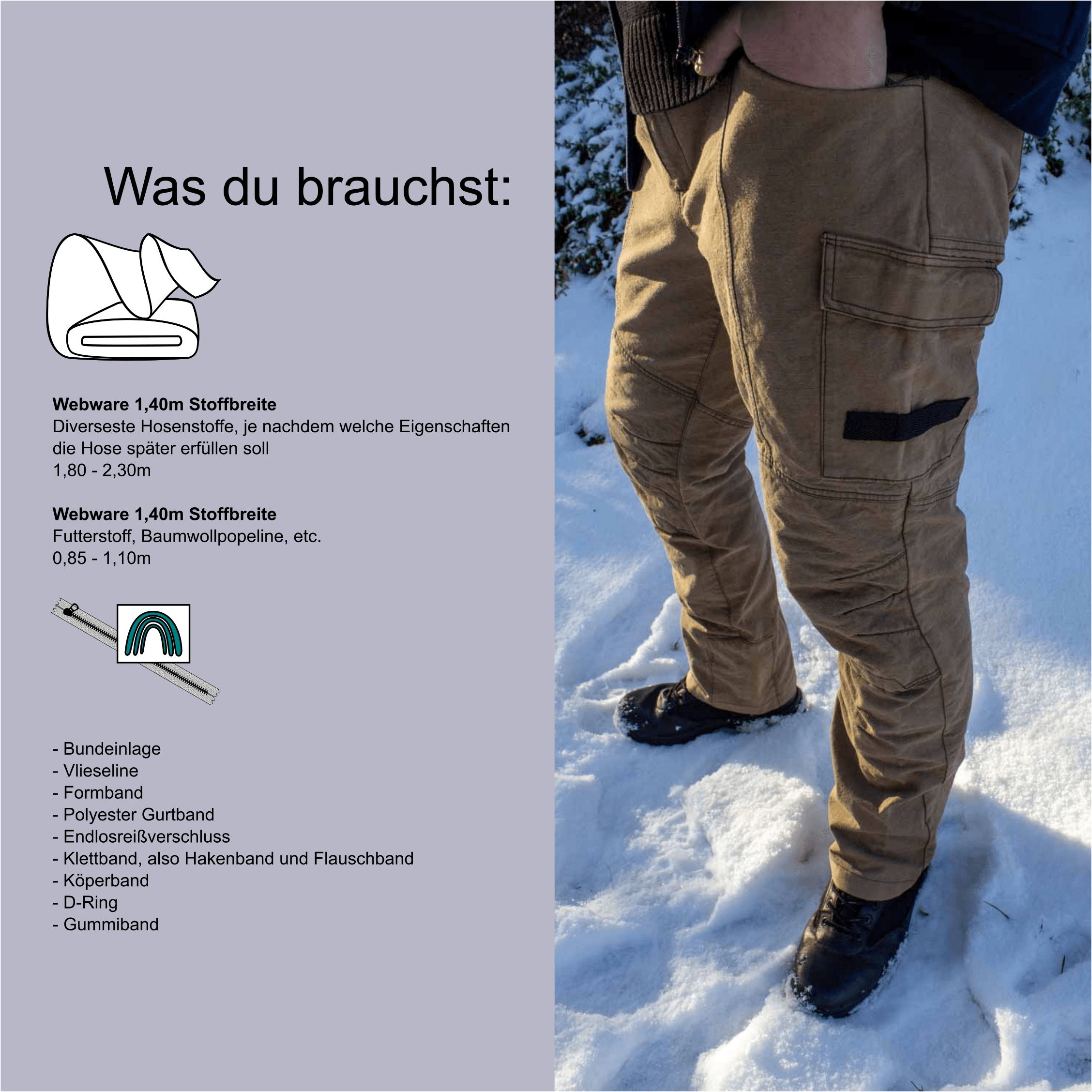 Schnittmuster Outdoorhose „Unter freiem Himmel“ Herren Langgrößen Gr. 88 – 126 - Sewando