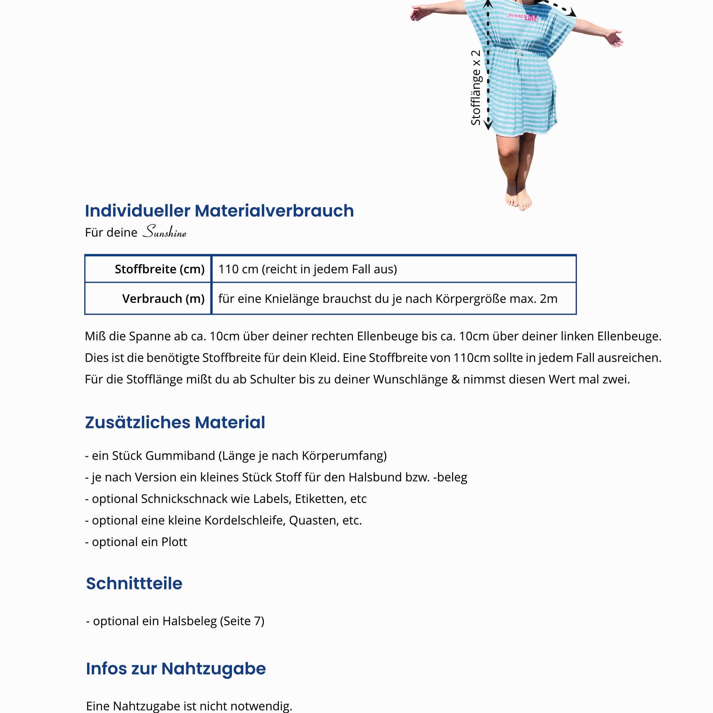Schnittmuster Sommerkleid Sunshine, your size : - Sewando