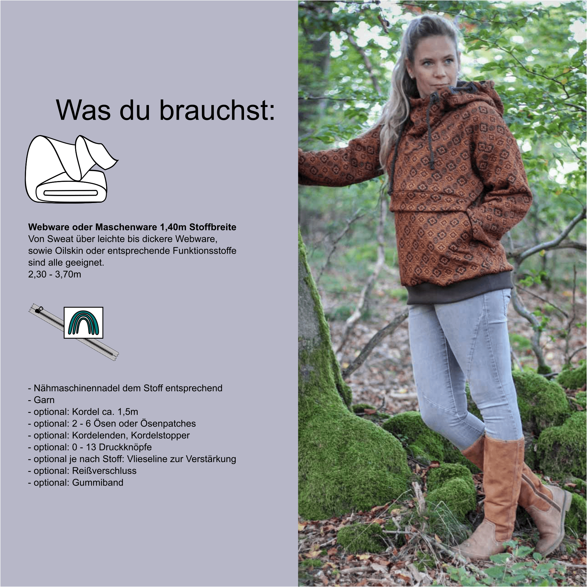 Schnittmuster Windbreaker „Flüstern des Waldes“ Damen Gr. 32 - 62 - Sewando