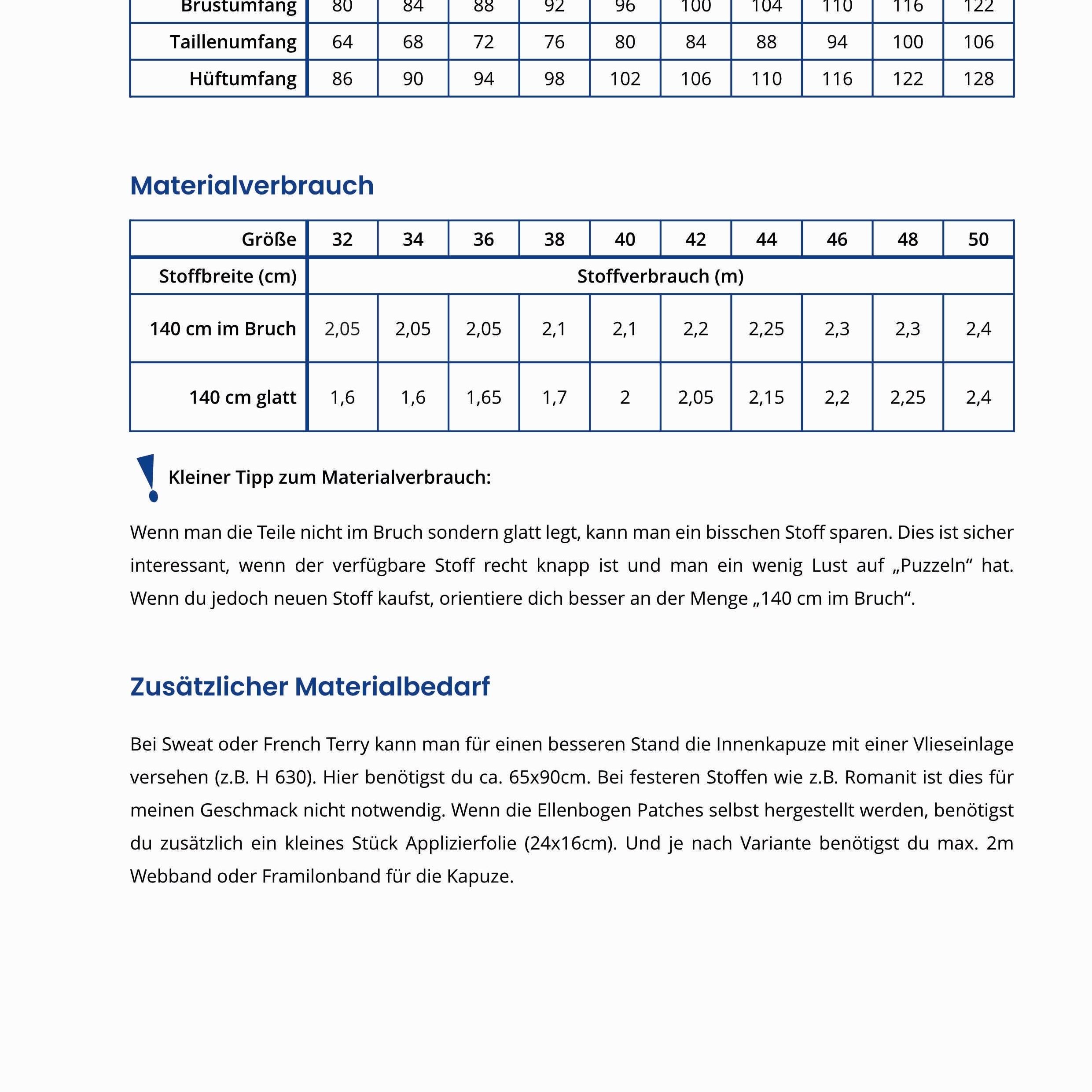 Schnittmuster Hoodie Ladylike, Größe 32 - 50 : - Sewando