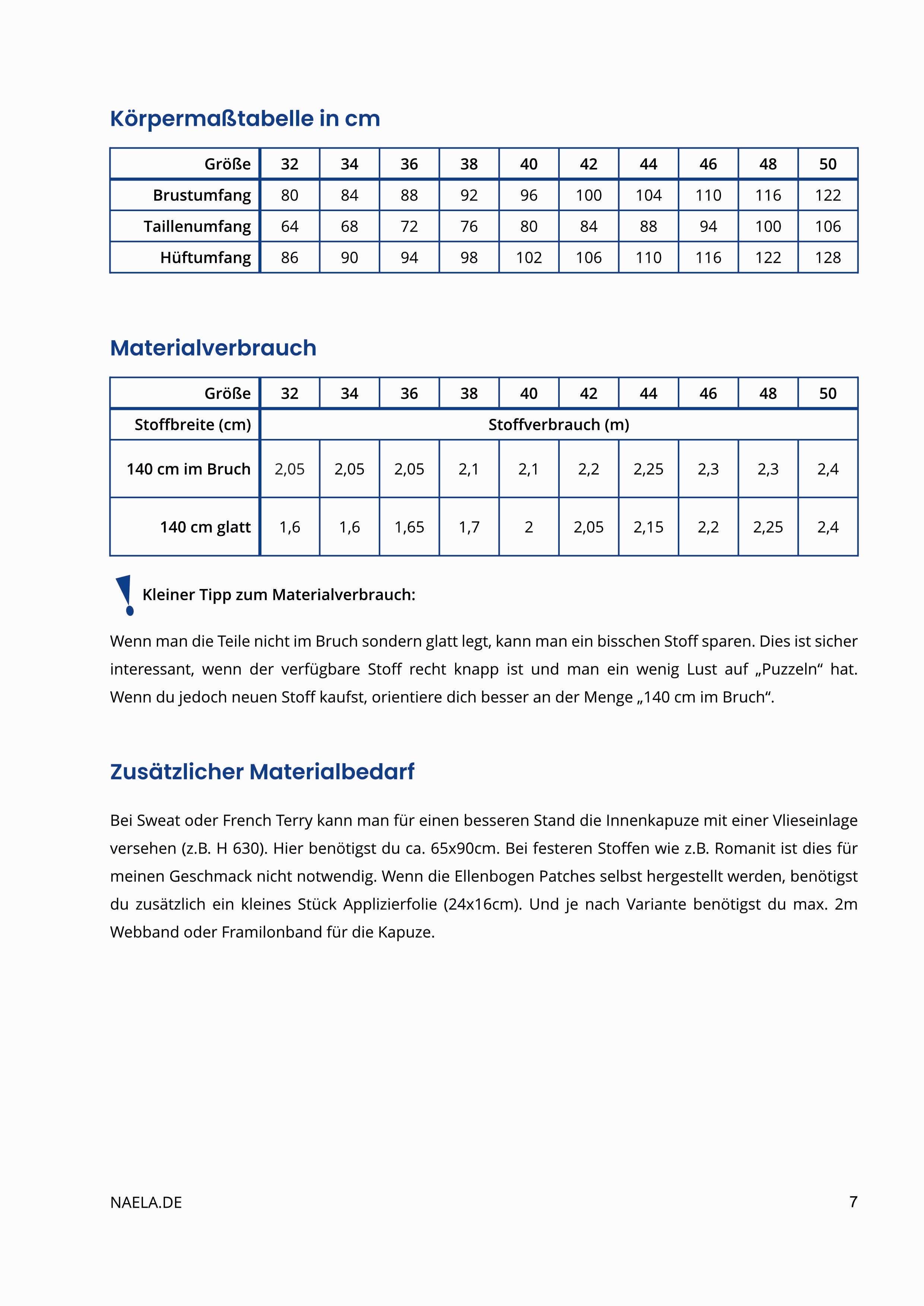 Schnittmuster Hoodie Ladylike, Größe 32 - 50 : - Sewando