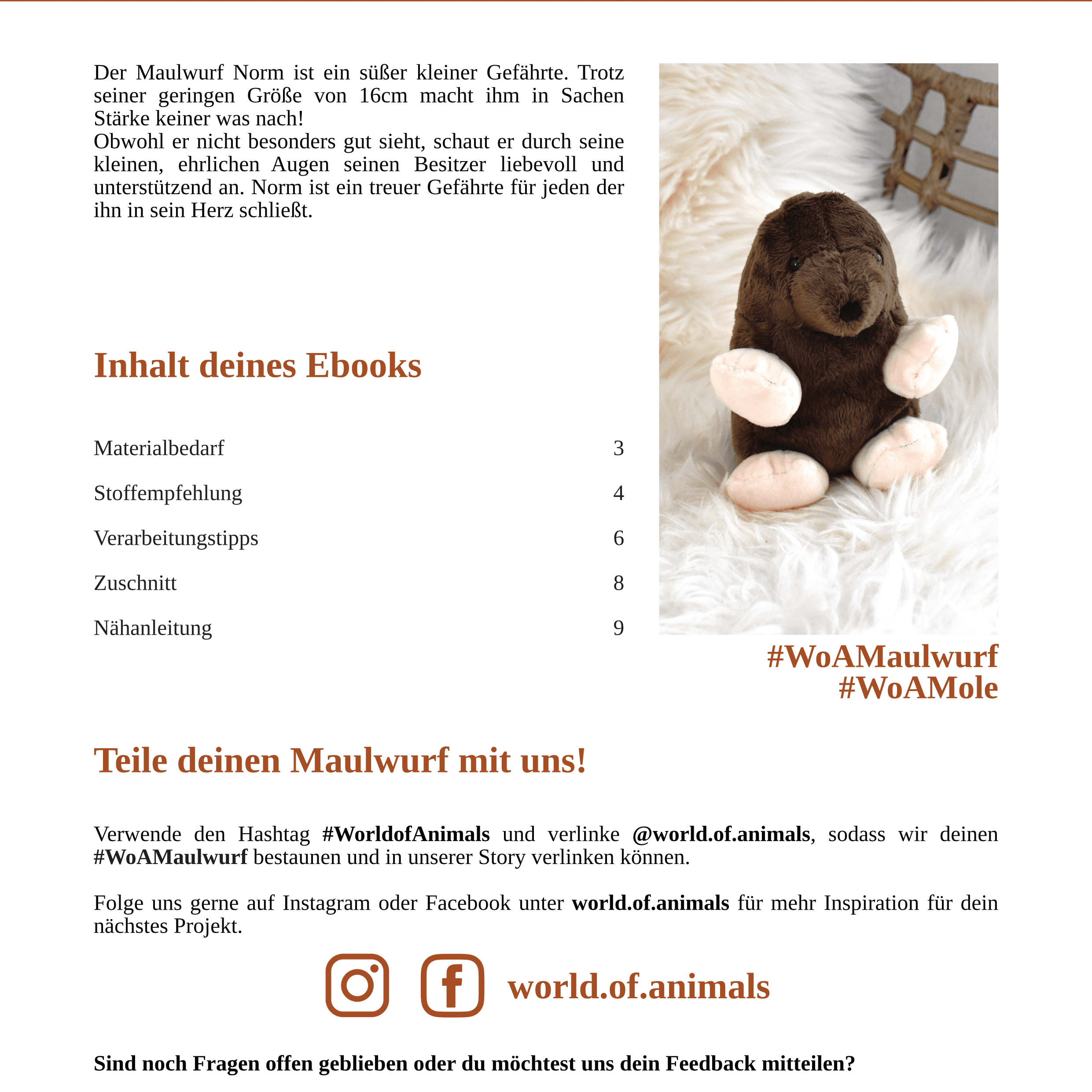Maulwurf Norm - Schnittmuster und Nähanleitung - 16cm - Sewando