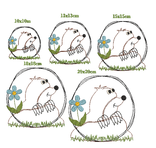 Stickdatei Maulwurf doodle Applikation - Sewando