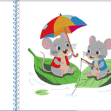 Stickdatei - 2 Mäuschen beim Angeln - Maus auf dem Blatt