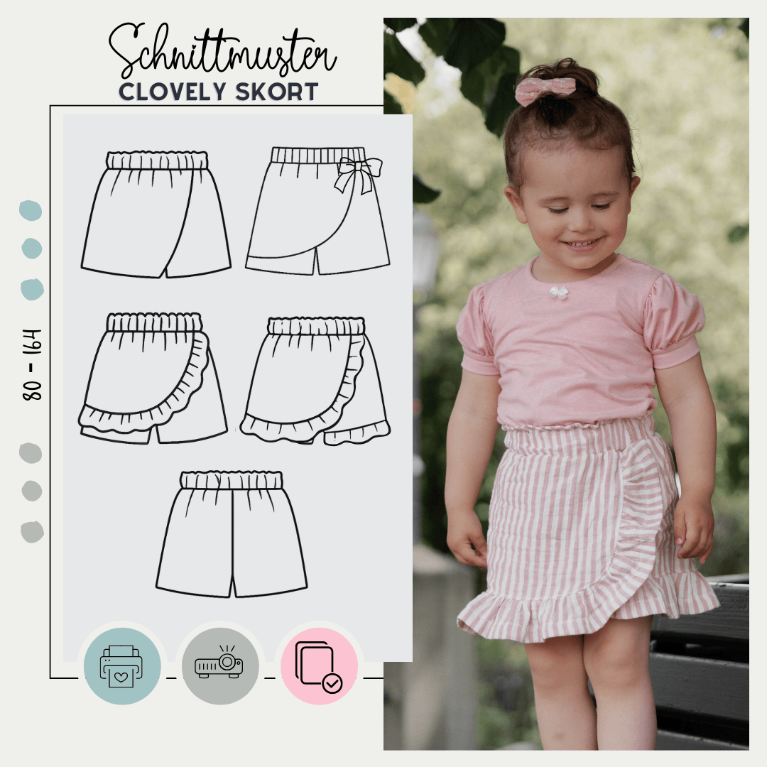 Schnittmuster CL*OVELY SKORT KIDS 80-164 - Sewando
