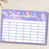 Printable Stundenplan & Wochenplan Meerjungfrau – PDF A4 für Kinder - Sewando