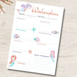 Printable Stundenplan & Wochenplan Meerjungfrau – PDF A4 für Kinder - Sewando