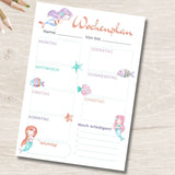 Printable Stundenplan & Wochenplan Meerjungfrau – PDF A4 für Kinder - Sewando