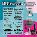 Plotterdatei Wein Sprüche + Schnittmuster WeinHolster | Geschenkidee DXF  | SVG | JPEG | PDF