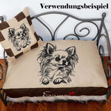 Stickdatei Chihuahua langhaar "Betty" - realistisch - FÜR HELLE STOFFE