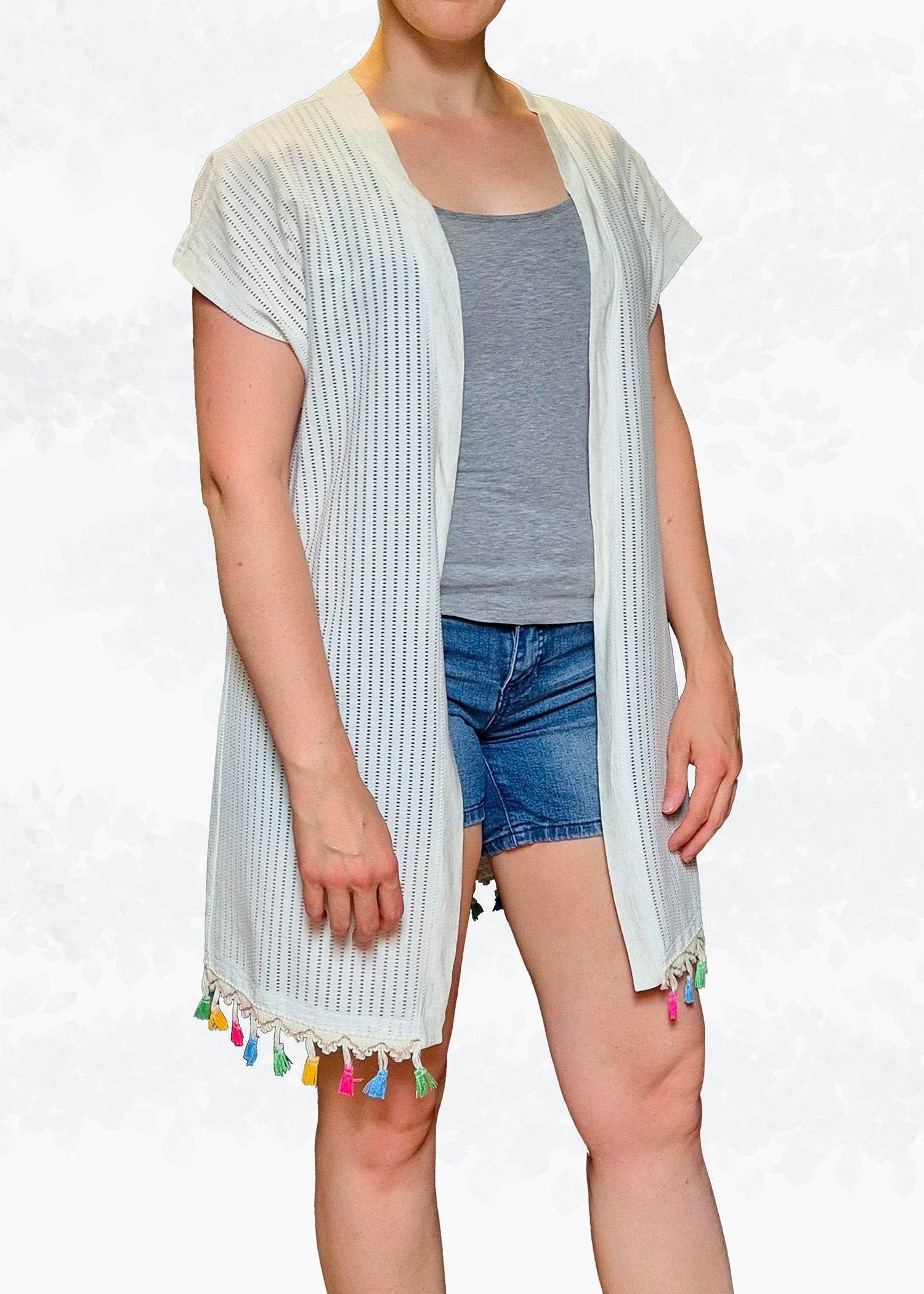 Schnittmuster Mia - offene Weste & ärmelloser Cardigan Gr. 34-50 / BU 80-116 cm - Sewando