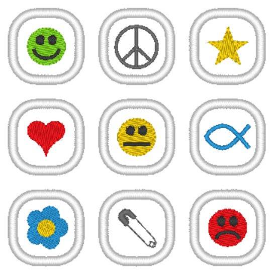 Stickdatei - Mini-Buttons (18 Motive) - Sewando