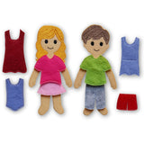 Stickdatei Anziehpuppe Mädchen und Junge auf Filz in drei Größen mit Kleidung – für 10x10 & 13x18 (4x4, 5x7), Beschäftigung, Puppe, spielen