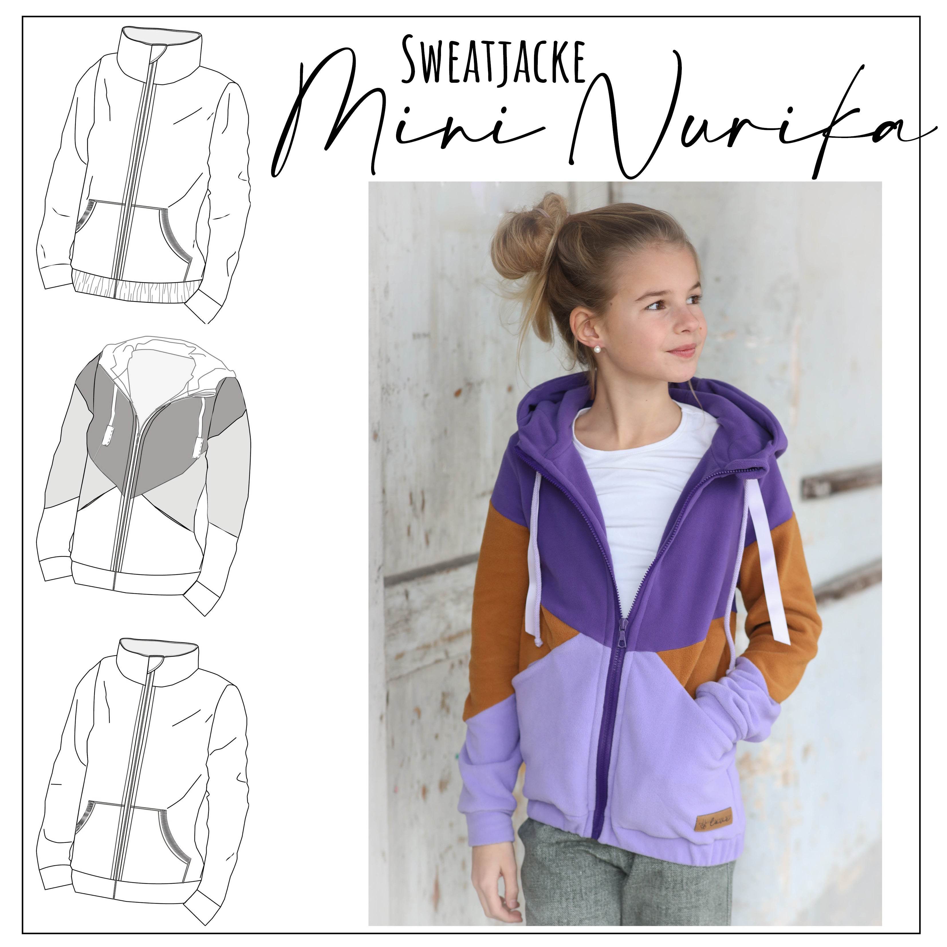 Schnittmuster Sweatjacke Mini Nurika Gr. 86 - 164 - Sewando