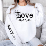 Plotterdatei Love more Worry less | Ärmeldesign SVG PNG | Statement Spruch | - Sewando
