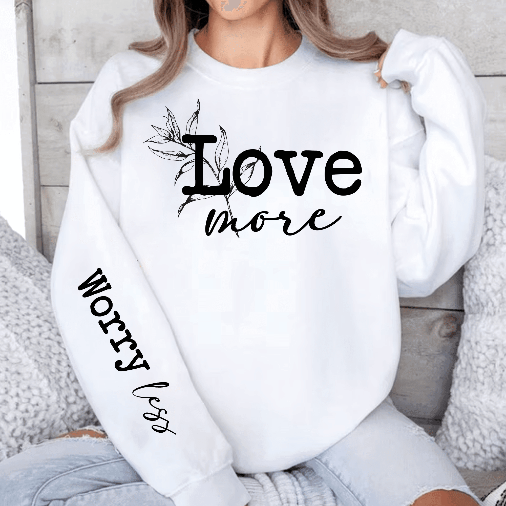 Plotterdatei Love more Worry less | Ärmeldesign SVG PNG | Statement Spruch | - Sewando