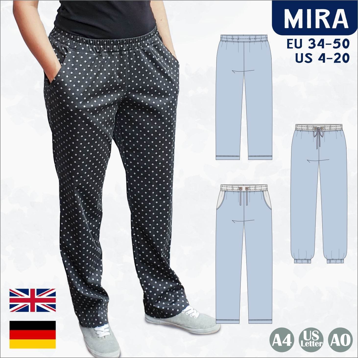 Mira – Bequeme Jerseyhose in 2 Längen mit oder ohne Taschen Gr. 34-50 - Sewando