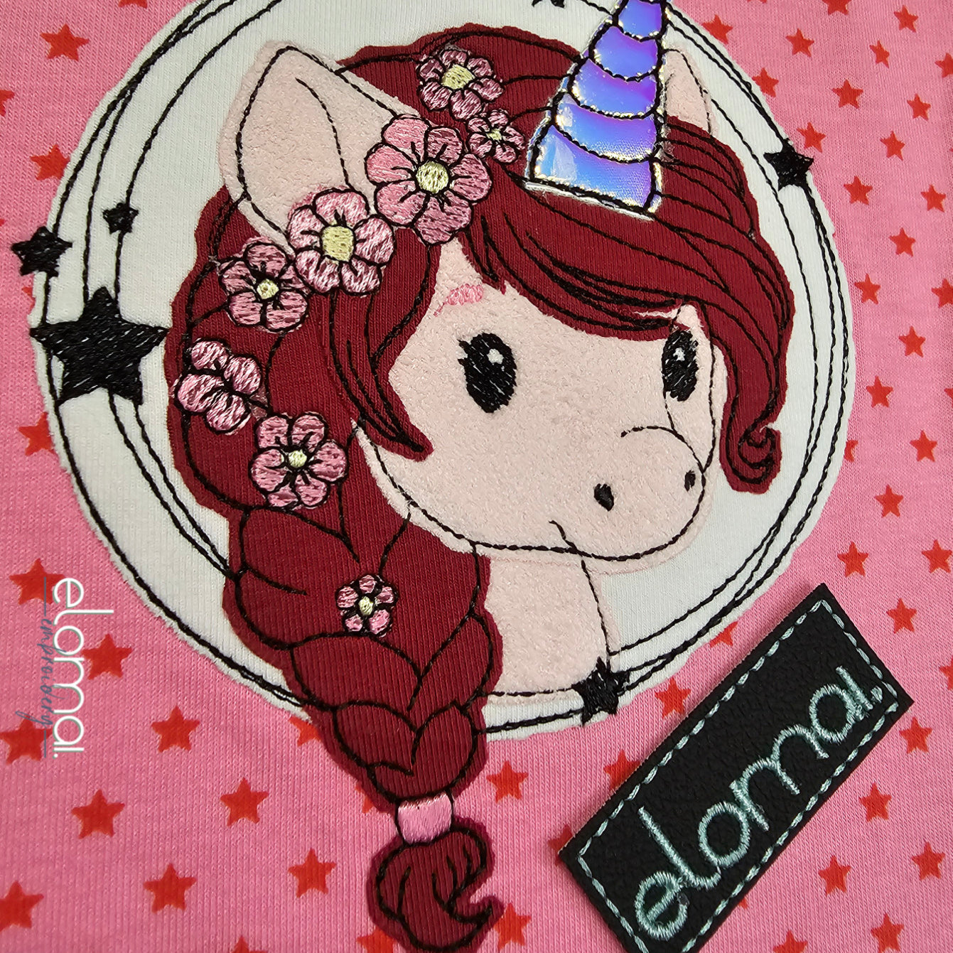 Stickdatei Doodle Applikation Einhorn Miri Button - Elomai