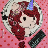 Stickdatei Doodle Applikation Einhorn Miri Button - Elomai