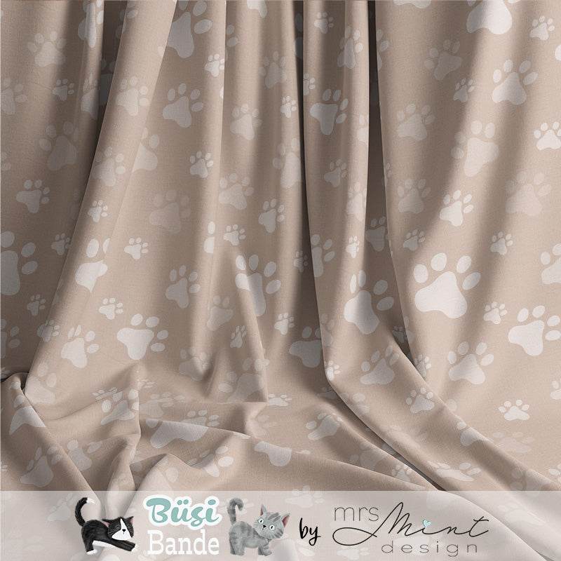 Stoffdesign - Büsi Bande - Pfoten beige - nicht exkusiv - Sewando