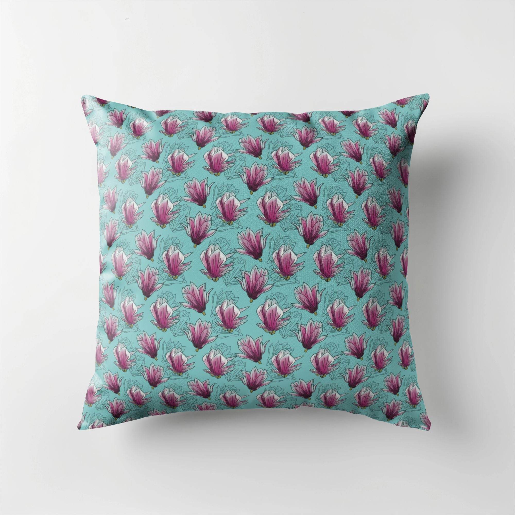 Stoffdesign Magnolien auf türkis - Sewando
