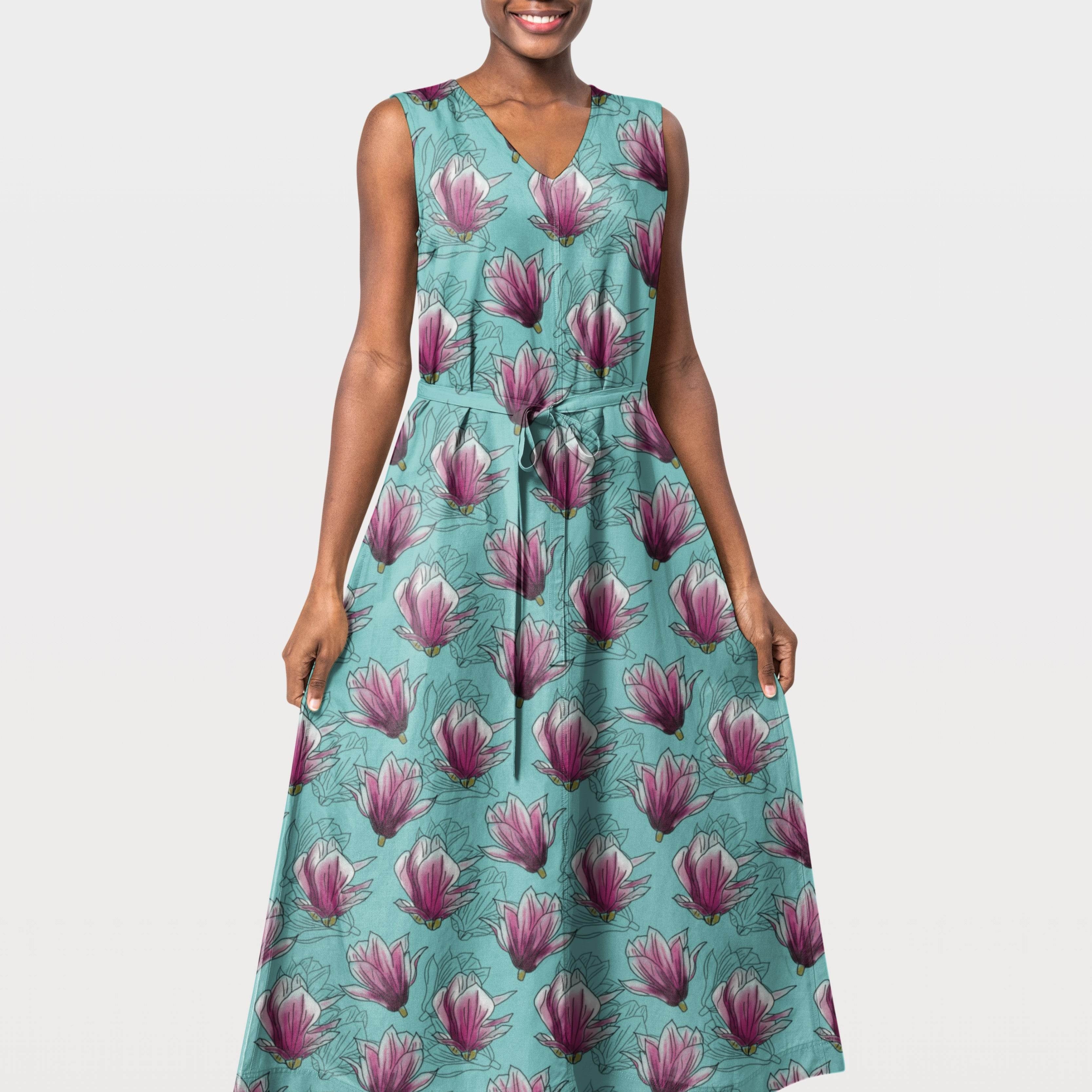 Stoffdesign Magnolien auf türkis - Sewando
