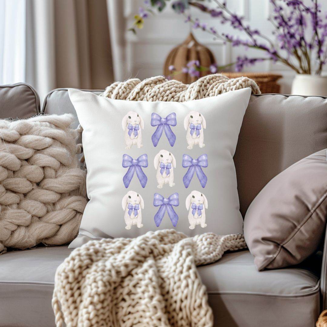 Bügelbild Osterhasen & lila Schleifen – Frühlingsdesign - Sewando