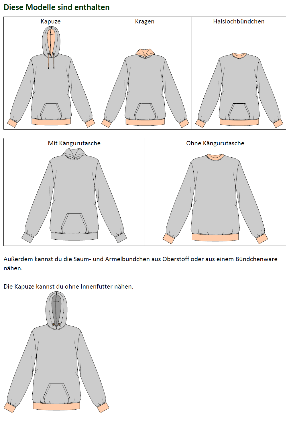Tessa – Oversized Hoodie & Pullover mit Kragen oder Kapuze Gr. 34-50 / BU 80-116 - Sewando