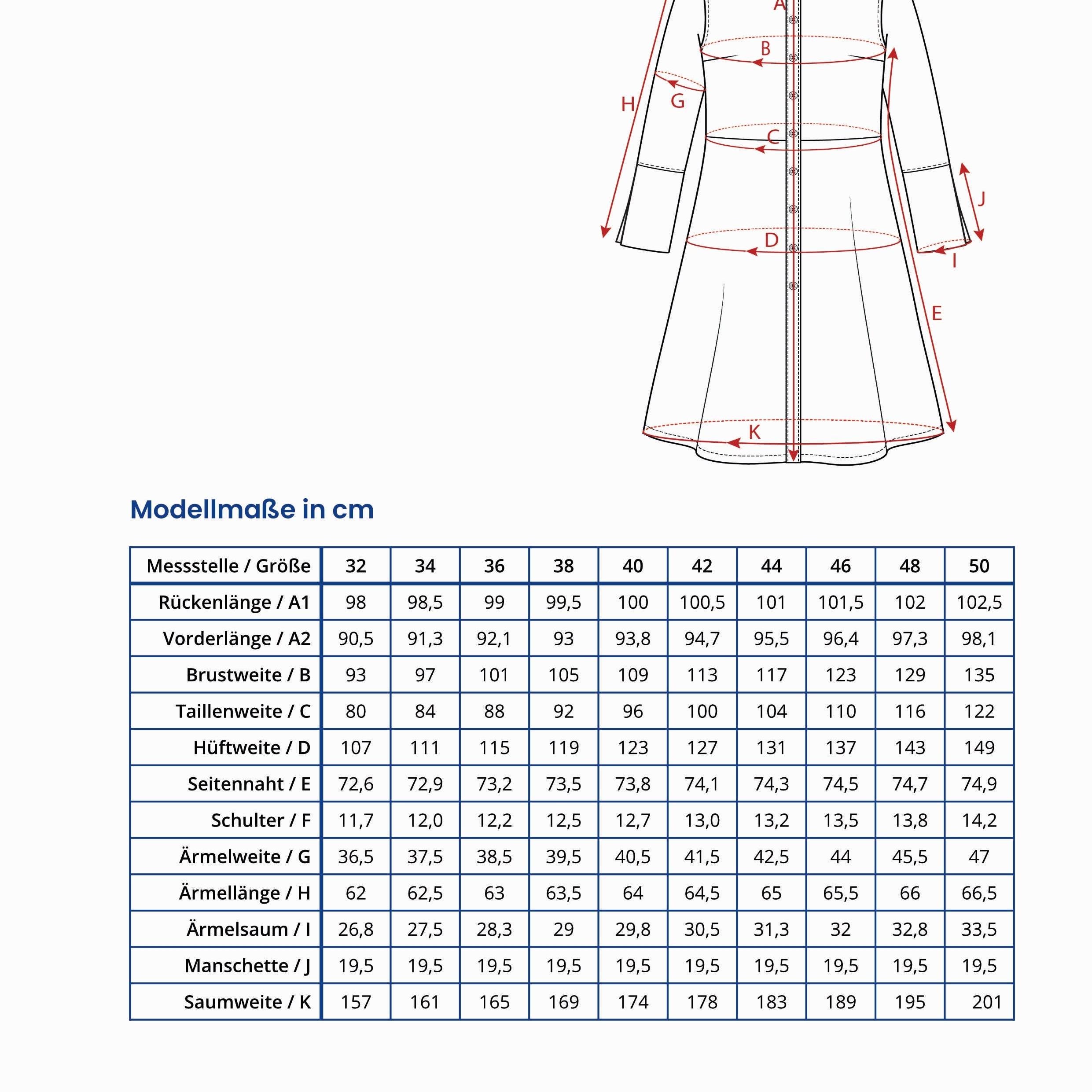 Schnittmuster Cardigankleid Feminina, Größe 32 - 50 : - Sewando