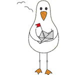 Stickdatei - Möwe mit Papierschiff - Sewando