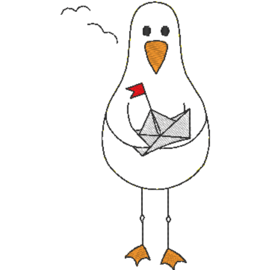 Stickdatei - Möwe mit Papierschiff - Sewando