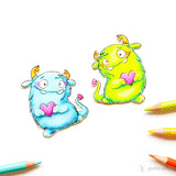 Digi Stamp Set "Monster mit Herz" - Drucken | Basteln | Plotterdatei