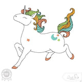 Einhorn Stickdatei, magisches Doodle Kindermotiv für deine Stickmaschine