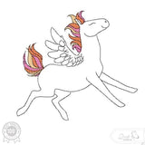 Pegasus Stickdatei, fliegendes Doodle Fantasy Kindermotiv für deine Stickmaschine
