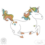 Einhorn Stickdatei, fröhliches Doodle Kindermotiv für deine Stickmaschine - Sewando
