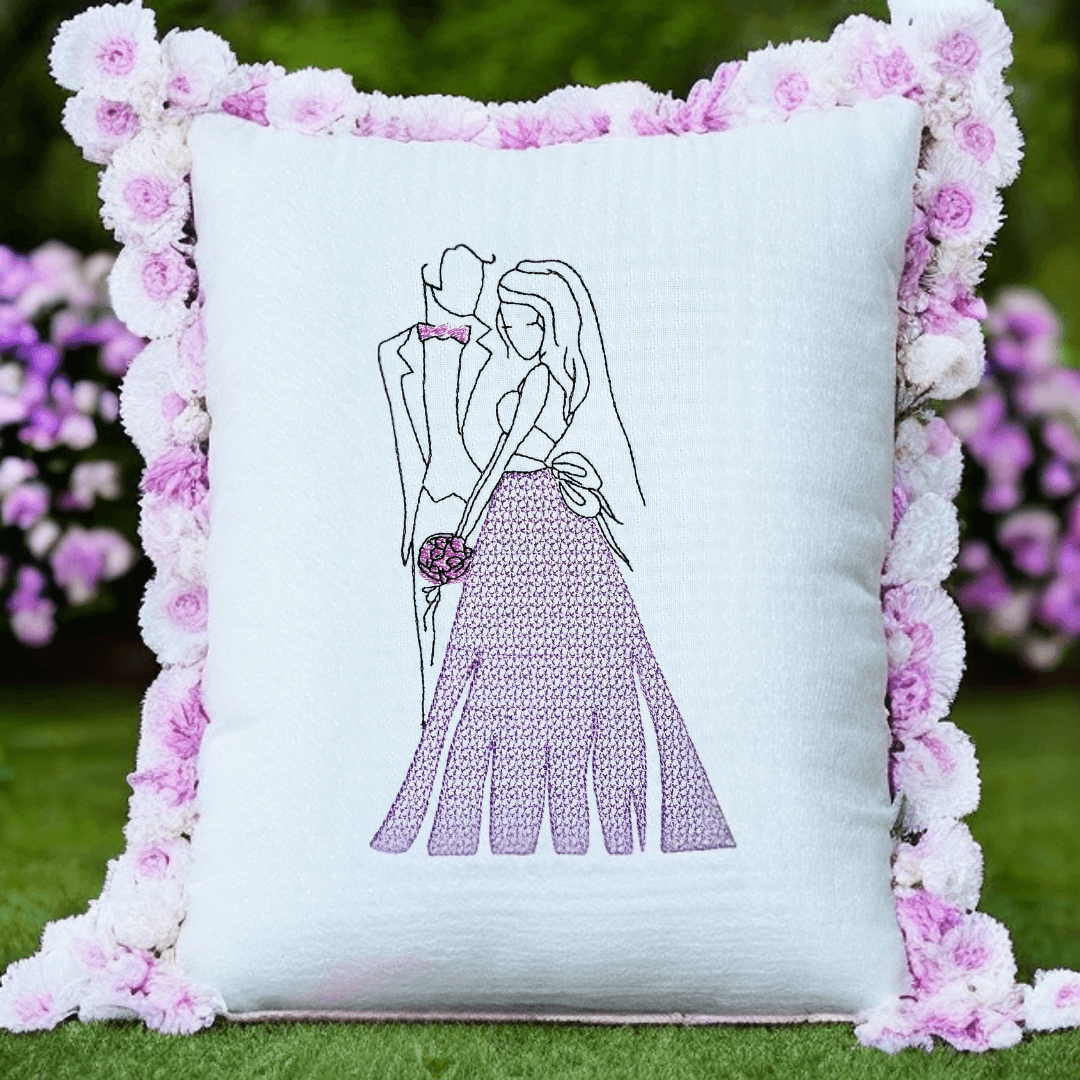 Brautpaar Stickdatei – Zartes Hochzeitsmotiv für romantische Stickprojekte - Sewando