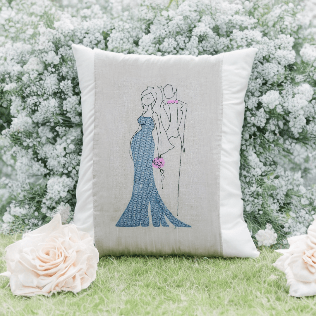 Brautpaar Stickdatei – Schwangere Braut im Hochzeitskleid - Sewando