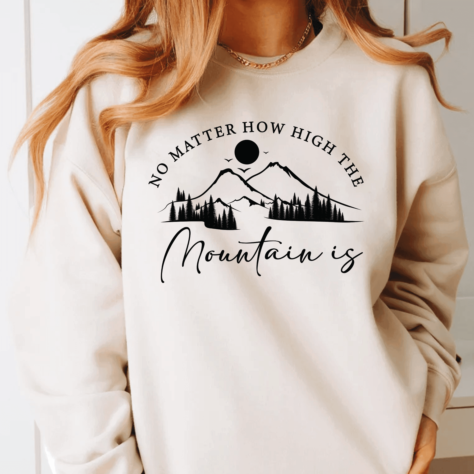 Plotterdatei Berge mit Spruch SVG mit Ärmeldesign | No matter how high, there is always a way - Sewando