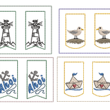 Stickdatei maritim Schlüsselanhänger SET mit Möwe Boot Anker - Sewando