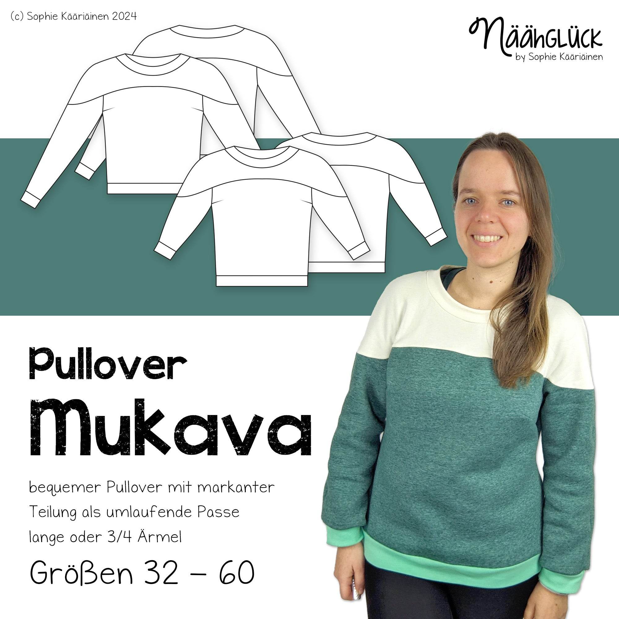 Schnittmuster Pullover Mukava - Größen 32 - 60 - Sewando