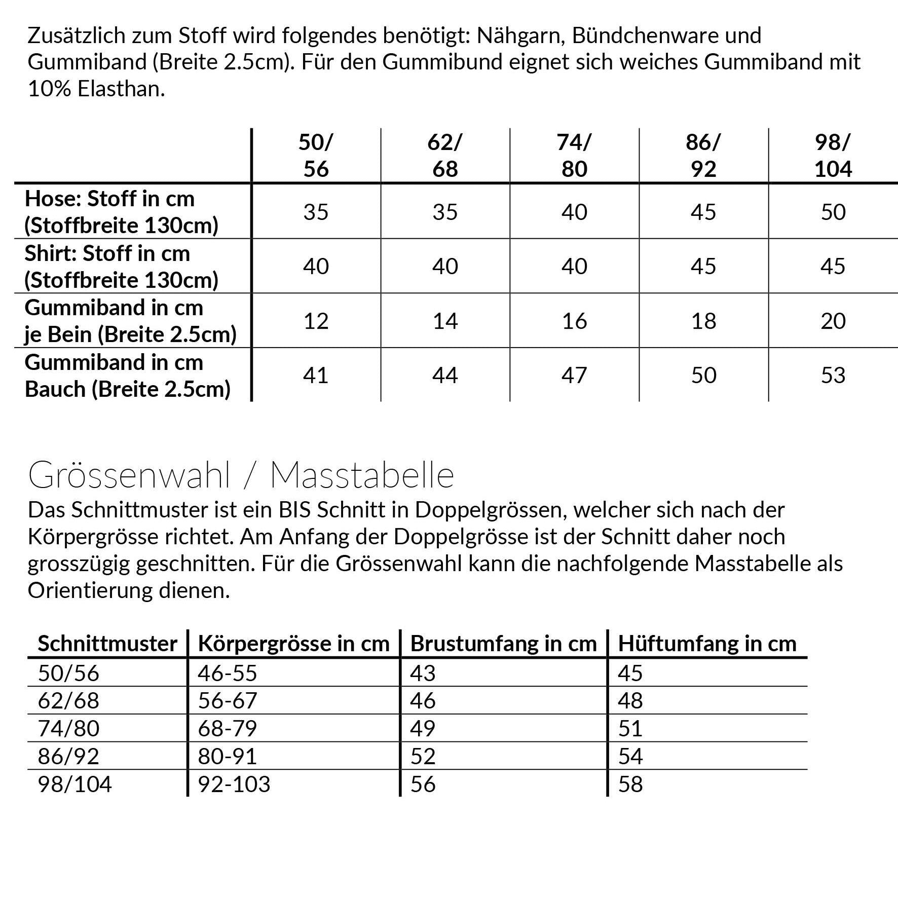 Musselin-Sommer-Set: Hose und Shirt, Schnittmuster Grösse 50-104 - Sewando