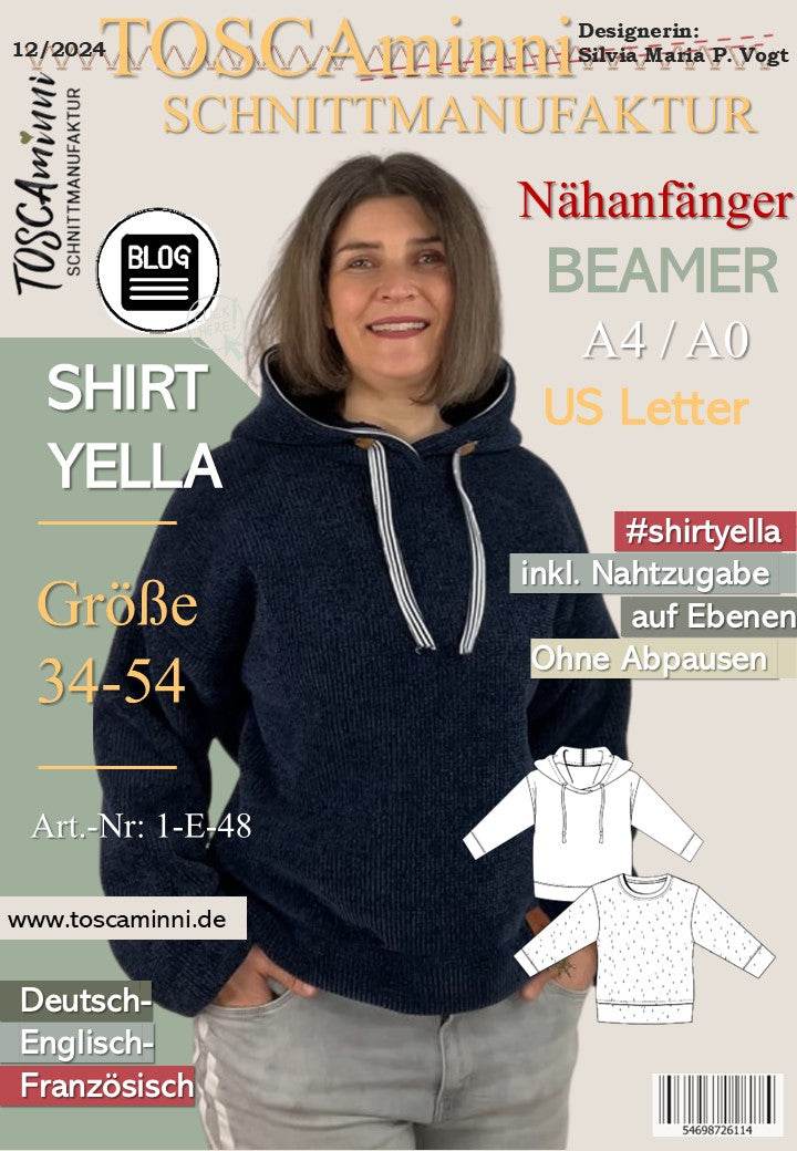 Schnittmuster Damen Hoodie Yella + Nähanleitung Gr. 34-54 - Sewando