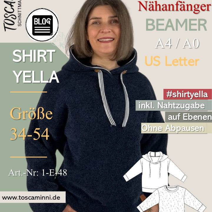 Schnittmuster Damen Hoodie Yella + Nähanleitung Gr. 34-54 - Sewando