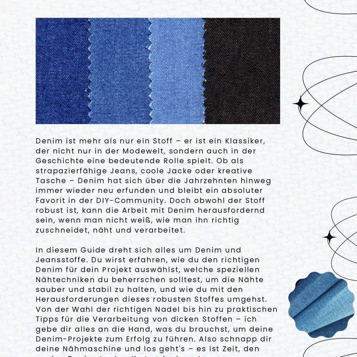 PDF- NÄHGUIDE 5 für Denim und Jeansstoffe + Bonus : - Sewando