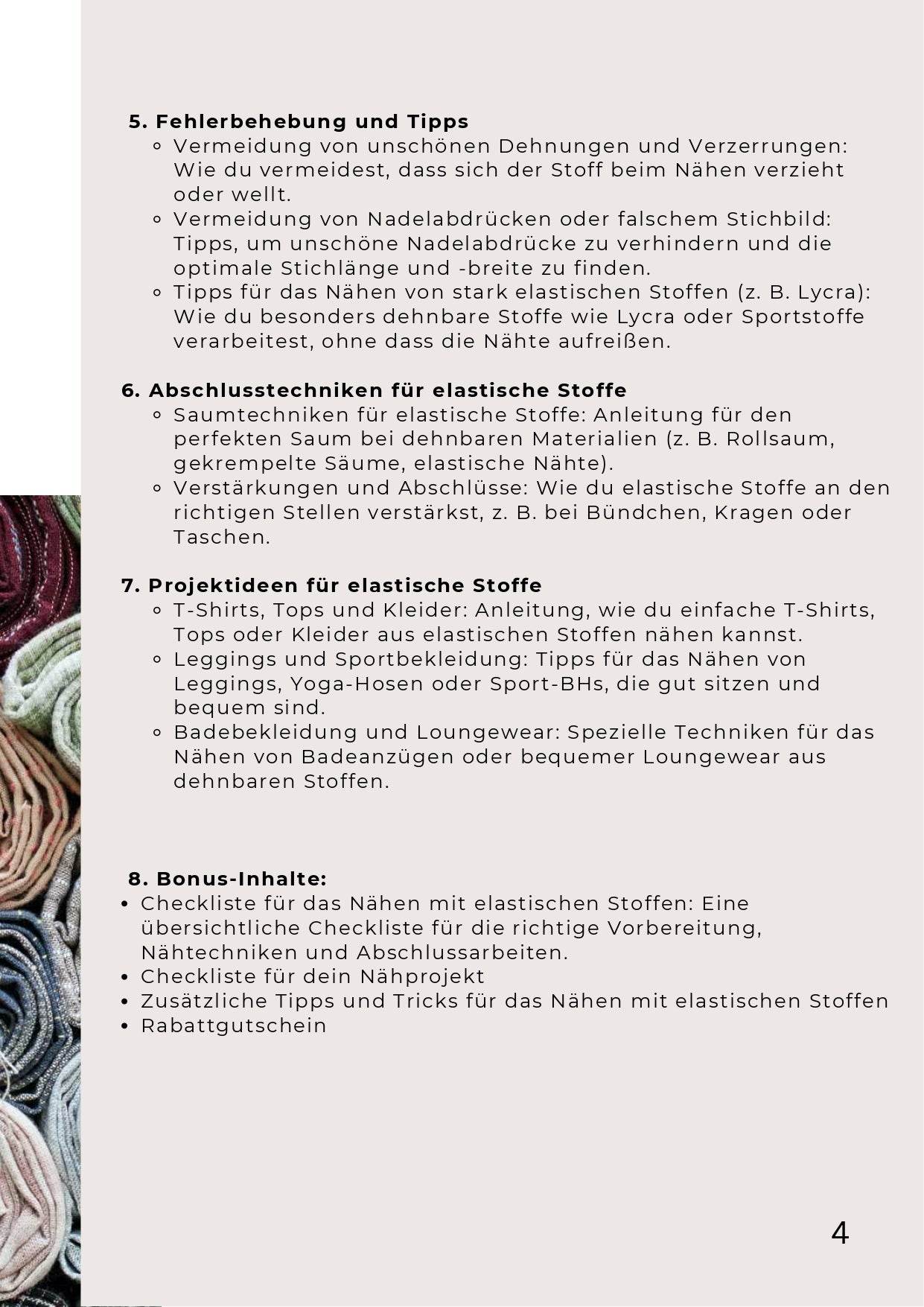 PDF- NÄHGUIDE 1 für elastische Stoffe + Bonus : - Sewando