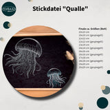 Stickdatei Qualle Set ab 10x10 in 9 Größen, Stickdesign für maritime Deko