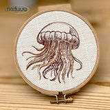 Stickdatei Qualle Set ab 10x10 in 9 Größen, Stickdesign für maritime Deko