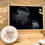Stickdatei Qualle Set ab 10x10 in 9 Größen, Stickdesign für maritime Deko