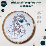Stickdatei Seepferdchen Set in 9 Größen  ab 10x10, Seahopsy Scribble